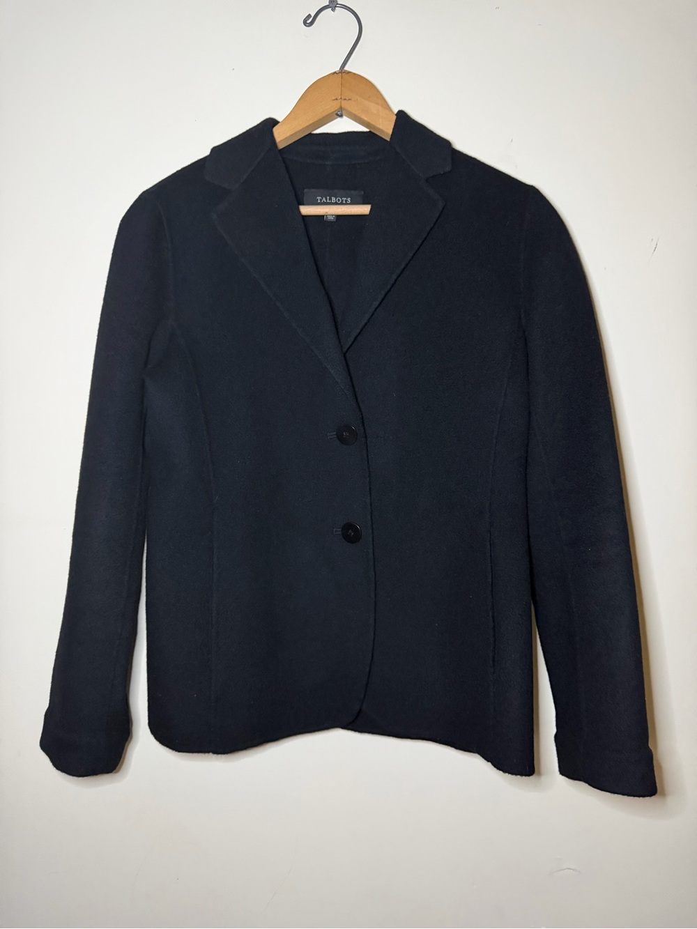Talbots Black Notch-Lapel Wool-Blend Blazer